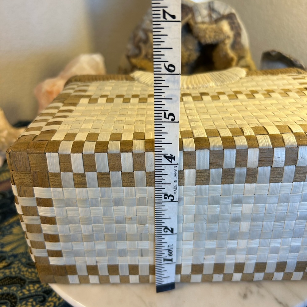 Woven Cream and Brown Tote Bag handmade reed material - Picture 4 of 11